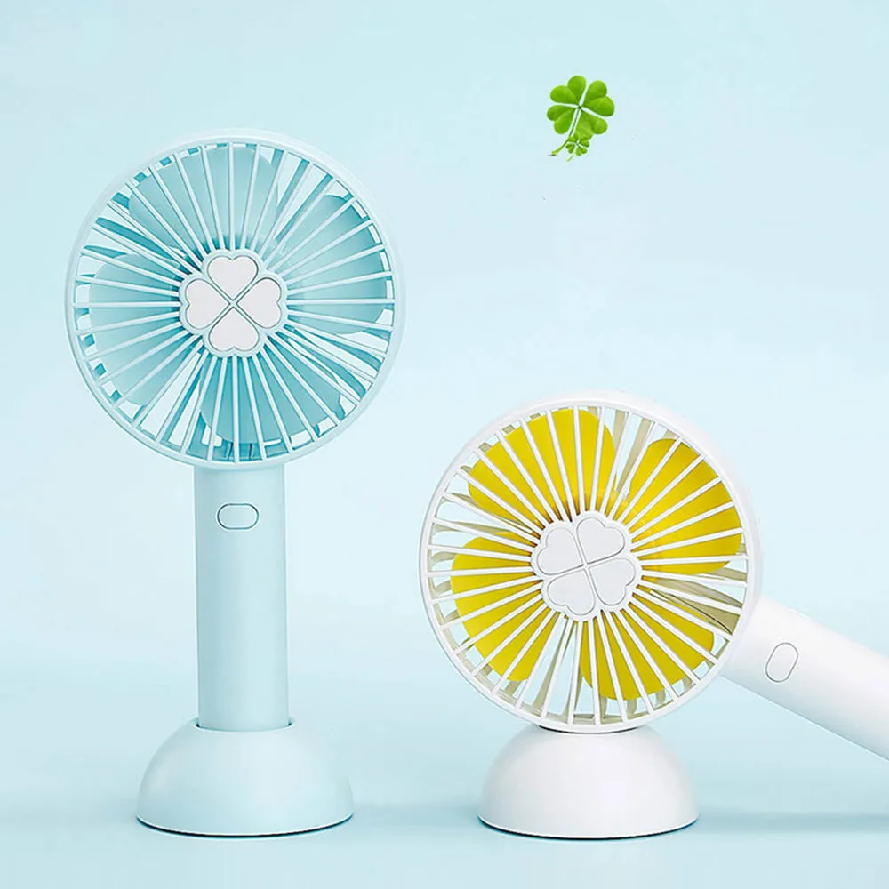 

New Creative Lucky Clover USB Mini Air Fan Handheld Mini Portable Fan Rechargeable Low Noise Desk Fan With Pedestal Office