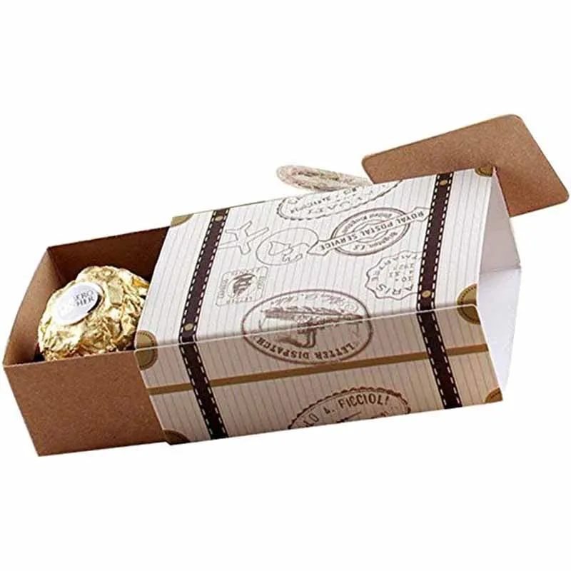 10pcs paper Chocolate Candy Box Gifts bag for travel theme party Wedding bridal baby shower birthday retirement Decoration Favor