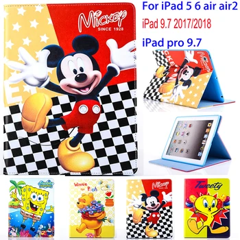 

Tablet Case for Apple ipad 5 6 air air 2 iPad 9.7 2017 2018 Cartoon Mickey Stitch protective Cover stand shell coque para capa