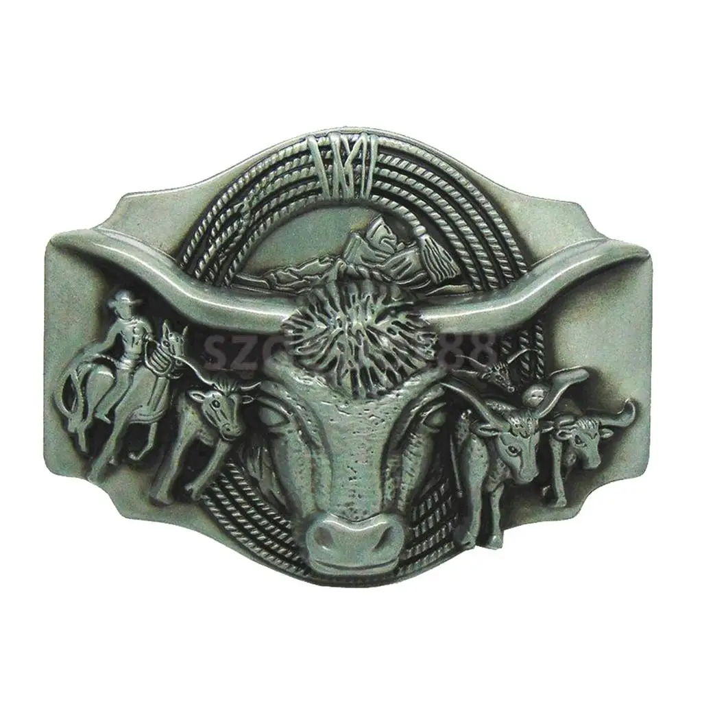 Antique Longhorn Matador Bull Bullfight Belt Buckle Vintage Western Cowboy Silver