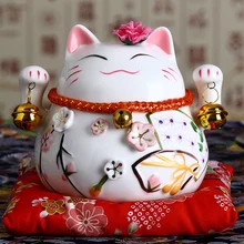 4,5 дюймов керамическая статуя Maneki Neko Lucky Cat Копилка Фортуна фигурка Копилка домашний Декор подарок орнамент фэн-шуй