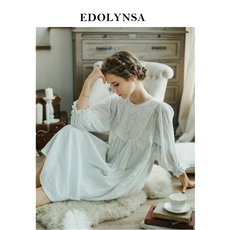 

Nightgowns Sleepshirts 2019 Lace Nightgown Female Night Wear Solid Sleepwear Cute Home Dress Sleep & Lounge Nightdress #H360