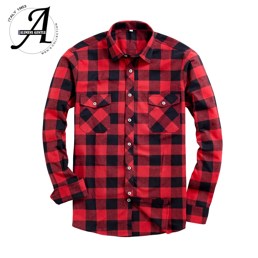 Vente Nouvelle Chemise à carreaux en flanelle décontracté longues haute coton mode 2018 Homme Chemise Homme Camisa Social Masculina