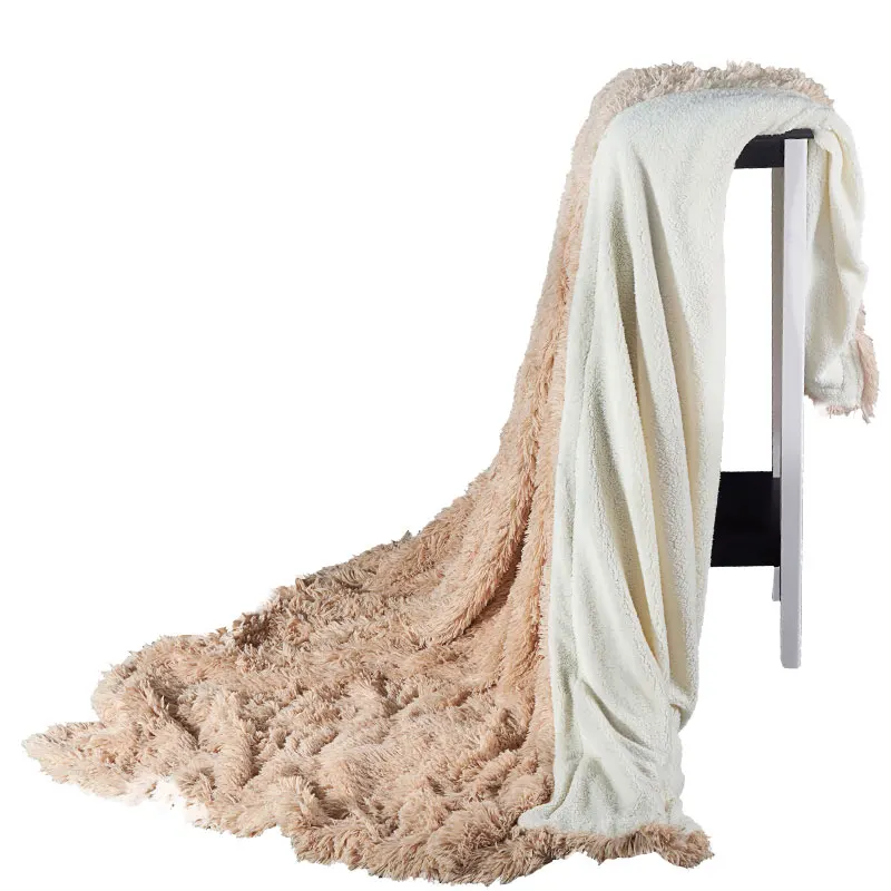 Роскошное Европейское одеяло из искусственного меха с длинными волосами, зимнее пушистое теплое двустороннее одеяло, однотонное окрашенное в пряже бархатное Норковое одеяло - Цвет: ZY-YDRMT-TS