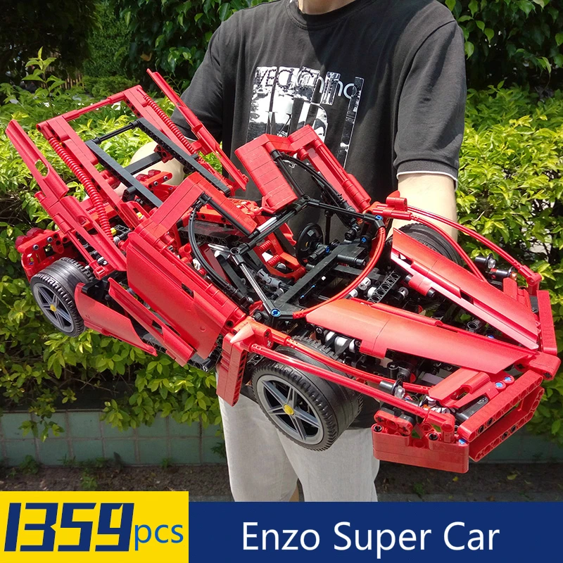 

1359pcs Racers Ferrare Enzo Super Car 1:10 Scale Sports Car Model Compatible Legoingly Technic 8653 Building Blocks Bricks Toy