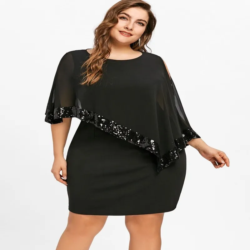 

Women summer casual dress beach dresses Irregular sequin stitching Slimming large size fashion women's dress XXXXXL