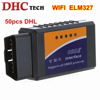 

Factory price 50pcs/lot Wifi ELM327 v1.5 Supports all OBD2 OBDII Protocols ELM 327 Auto Diagnostic Scanner Tool DHL free