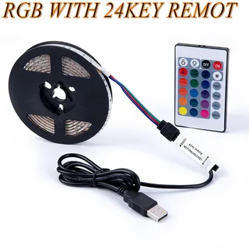 

USB LED Strip DC 5V 50CM 1M 2M 3M 4M 5M Mini 3Key 24Key Flexible Light Lamp SMD 2835 Desk Decor Screen TV Background Lighting
