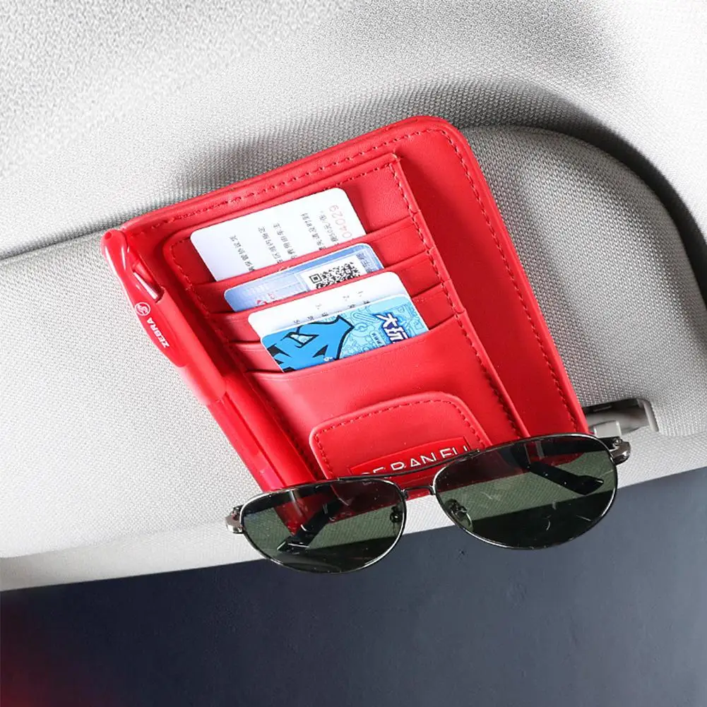 Простой и универсальный кожаный солнцезащитный козырек Билла файл очки клип слот для карты счет хранения папка высокоскоростной держатель карт пропусков
