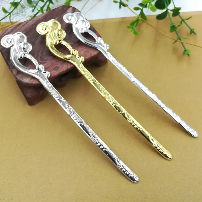 

10 PCS 150mm*22mm 3 Colors Plated Metal Zinc Alloy Hair Sticks Setting For Women Headwear Decorations DIY Jewelry Making