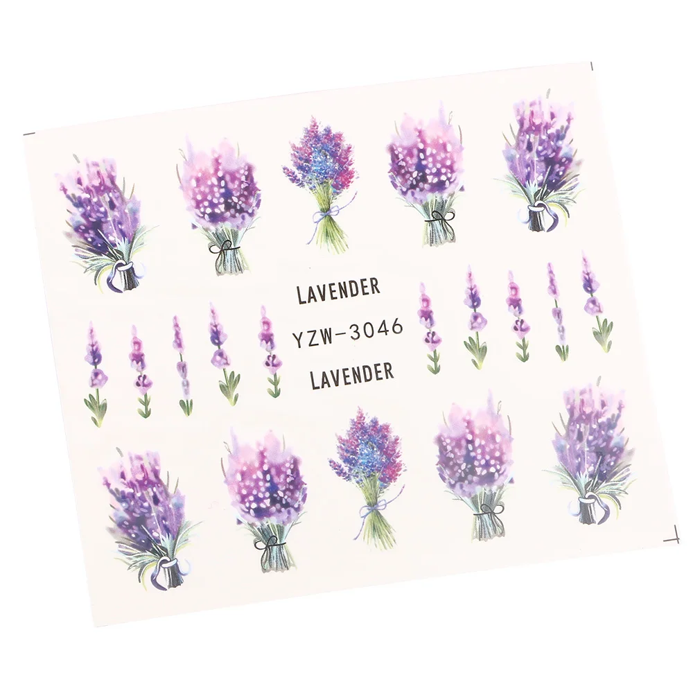 

Flower Series Nail Art Nail Sticker Watermark Persistence Lavender Nail Tips DIY Artificial Flower Fashion Cool