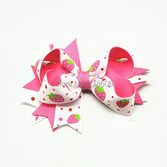 Pink Strawberry boutique kids hair bow.jpg