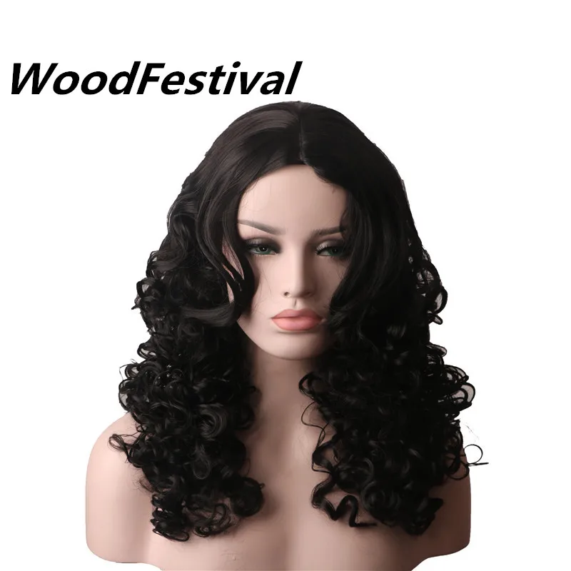 

real picture wavy black wig long curly wigs for black women synthetic hair wigs heat resistant wig fluffy WoodFestival