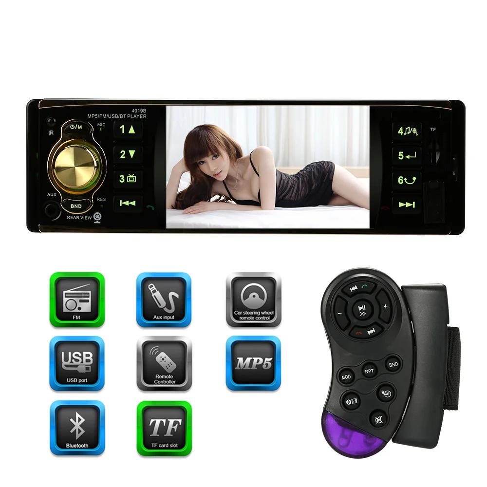 Digital Screen Car Radio MP5 Player Bluetooth Radio Entertainment USB TF FM Aux Input Steering Wheel