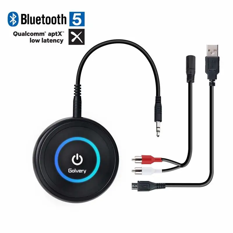 

2-IN-1 Latest Bluetooth V5.0 Audio Transmitter Receiver with APTX Low Latency, Wireless Aux Adapter for Home Stereo TV Headphone