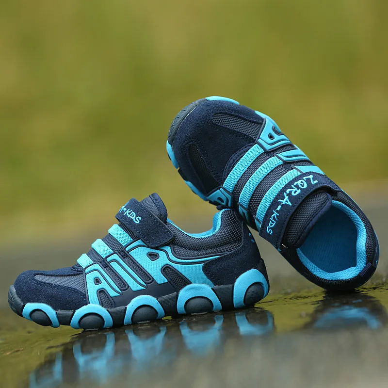HOBIBEAR/ весенние детские кроссовки; Студенческая детская обувь для мальчиков; удобные кроссовки для бега; кроссовки на плоской подошве для девочек; спортивная обувь - Цвет: Blue