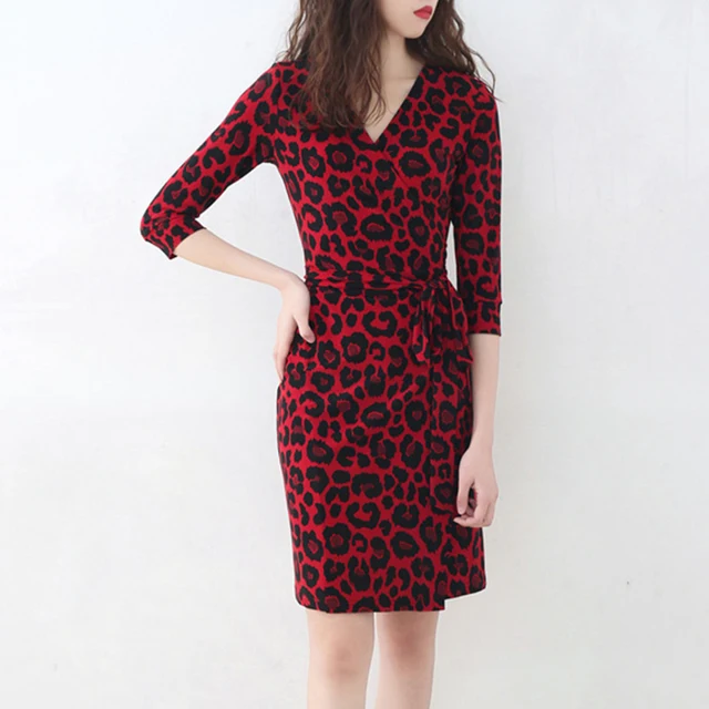 Red Leopard Print Dress