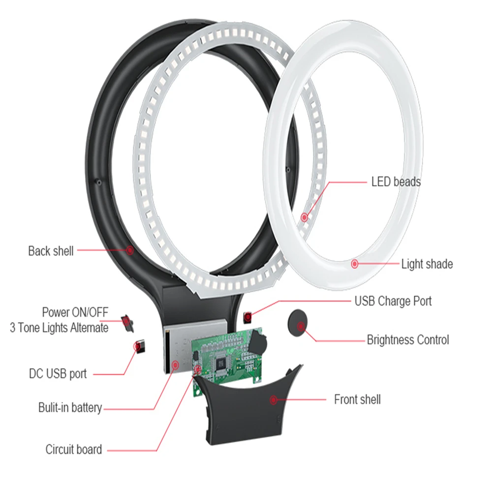Живой дополнительный светодиодный кольцевой фотолампа 3 тон свет обмен заполняющий свет красота вспышка лампа селфи палка встроенный 850