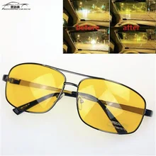 Металлические очки ночного видения uv400 для вождения Авиатор анти-глазурные солнцезащитные очки Авиатор водительские очки для ночного вождения