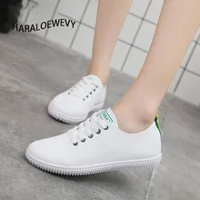 Женские кроссовки; белая Вулканизированная обувь; повседневная женская обувь на шнуровке с круглым носком; модная женская обувь; Размеры 35-40