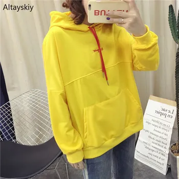 

Hoodies Women Solid Simple Elegant Kawaii Trendy Pullover Pockets All-match Clothing Korean Soft Female Casual Sweatshirts Daily