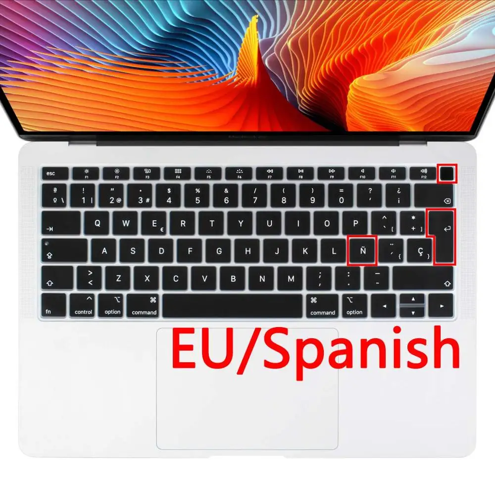 Чехол с клавиатурой для Macbook New Air 13 с retina& Touch ID A1932, европейский стиль, русский, французский, PT, испанский, итальянский, английский - Цвет: EU Spanish