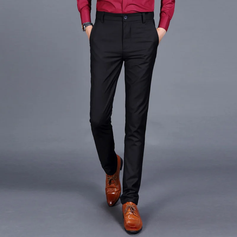 

Fashion New High Quality Cotton Men Pants Straight Spring and Summer Long Male Classic Business Casual Trousers Full Length Mid