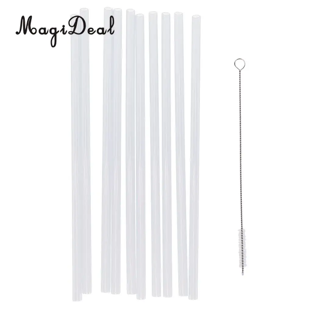 

MagiDeal 10 Pieces Reusable Hard Plastic Drinking Straws with Cleaning Brush Home Party Decoration for Tropical Party Birthday