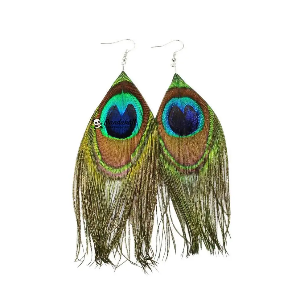

2019 Fashion Peacock Feather Dangle Boho Earrings for Women Jewelry Mardi Gras Thread Carnival Holiday Theme Christmas Decor