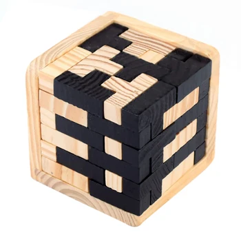 

LCLL-3D Wooden Puzzles Brain Teaser 54 T-shaped Geometric Intellectual Jigsaw Logic Puzzle Educational Toy for Toddlers