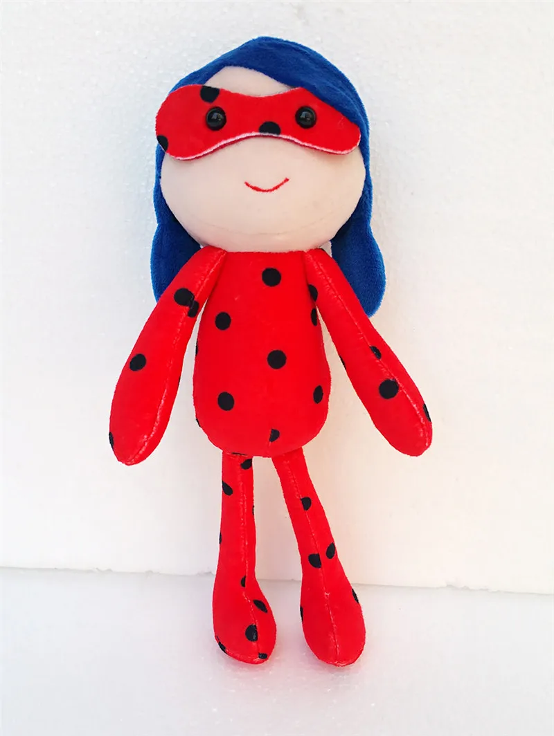 Ladybug Adrien Cat Noir Marinette Plush Dolls Movie Cartoon Ladybug Black Cat Plagg Tikki Peluche Toys Cosplay Gift 25cm 2pcslot (2)