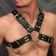 Men's PU Leather Harness Strap Belt Body Chest Harness BDSM Bondage Rivet Belt 
