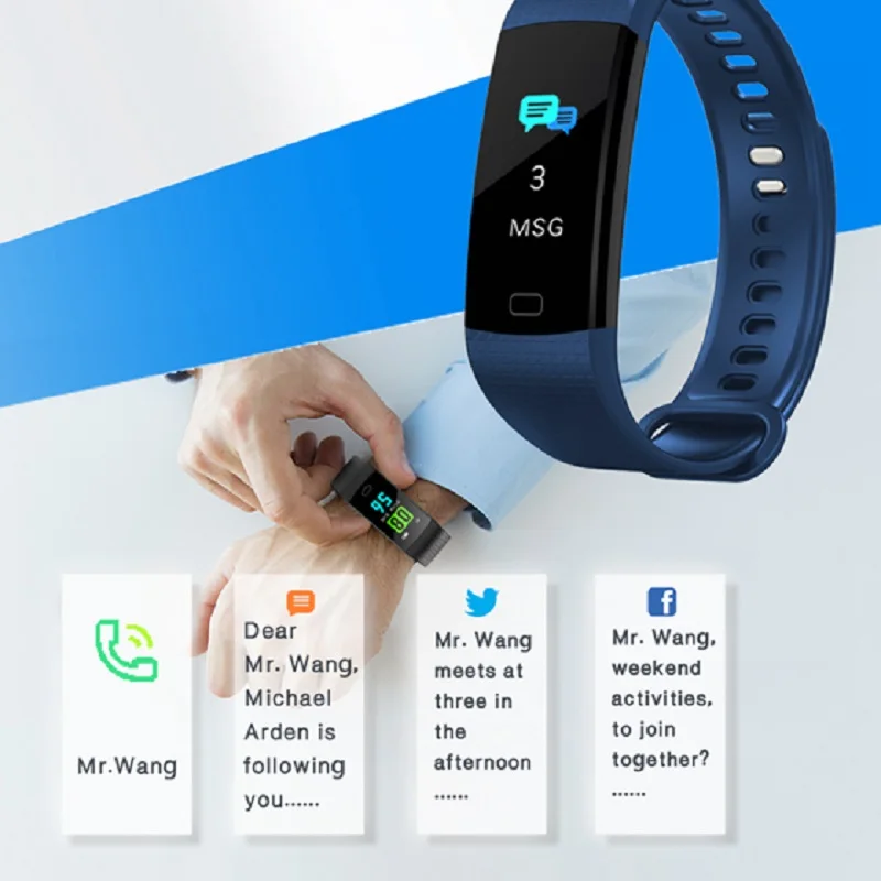 Lemado Y5 Smart Fitness Bracelet Tracker Blood Pressure Oxygen Smart Sport Watch Waterproof Heart Rate Monitor Smart Wristband