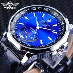Часы Winner нерегулярные форма случае синий циферблат спортивные часы календари дисплей для мужчин's механические Автоматические часы