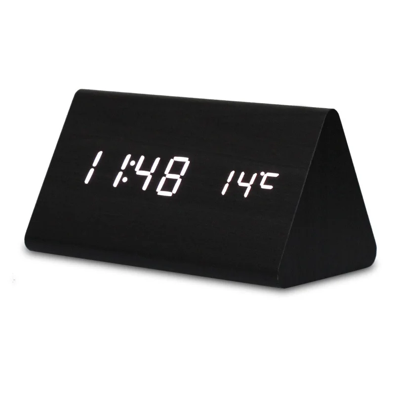 

Ultra-Quiet Electronic LED Digital Alarm Clock with Temperature thermometer,Sound Control,Wood Wooden Style With DC Adapter