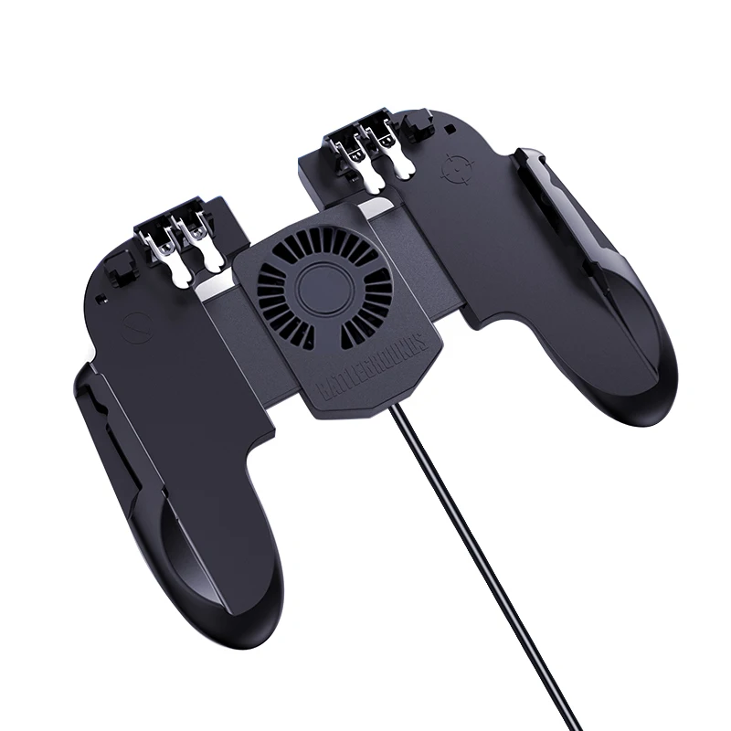 

Dropshipping Six Finger PUBG Mobile Game Controller with Fan Free Fire Key Button Joystick Gamepad L1 R1 Trigger phone holder