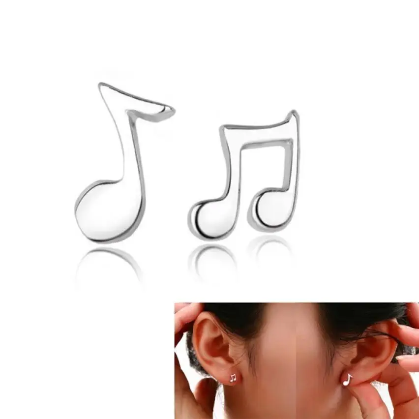 

2017 Fashion Jewelry Cute Lovely Musical Note women girl Silver Stud Earrings Bohemian Earrings Bijuteria Feminina Wedding Cute