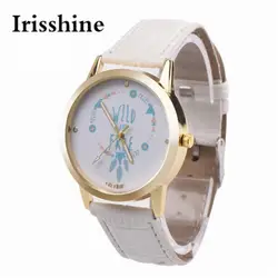 Irisshine i0500 бренд класса люкс леди девушка любовь подарок Горячая Кожа Печать аналоговые кварцевые модные настольные наручные часы для женщин