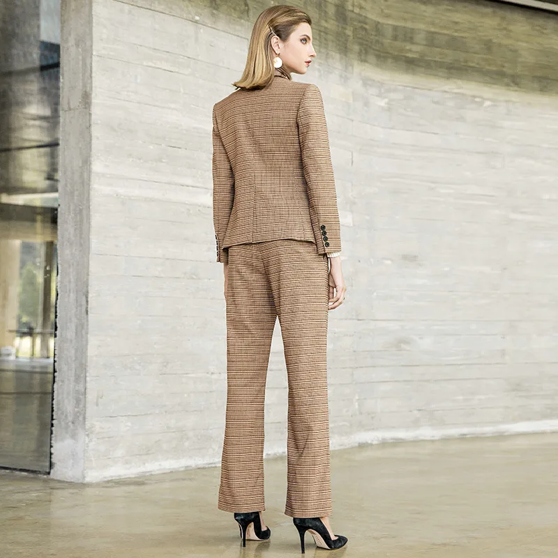 KAMIYING New Autumn Fashion Leisure Lattice Lacing Suit Slim Fit Office Lady Two-Piece Set Pant Suits Tailleur Femme PKHC666 KAMIYING New Autumn Fashion Leisure Lattice Lacing Suit Slim Fit Office Lady Two-Piece Set Pant Suits Tailleur Femme PKHC666