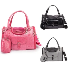 Роскошная переносная сумка-переноска из искусственной кожи для кошек и маленьких собак, переносная складная переносная сумка-переноска для собак с кошельком из дышащего материала