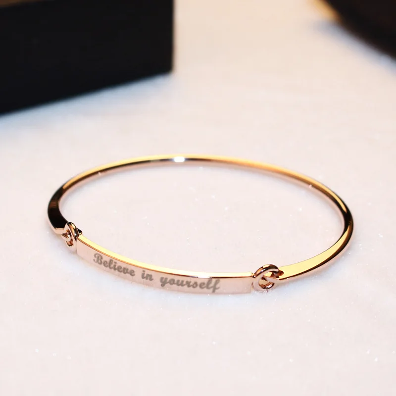 

Fashion Believe In Yourself Female Bracelet Simple Cuff Letter Bracelet Rose Gold Sliver Friendship Bangle Gift Bijoux