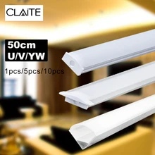 CLAITE U V YW три стиля 50 см алюминиевый профиль для светодиодной ленты для Светодиодный полосатый свет для бара комнатный светильник кухня 1,8 см в ширину