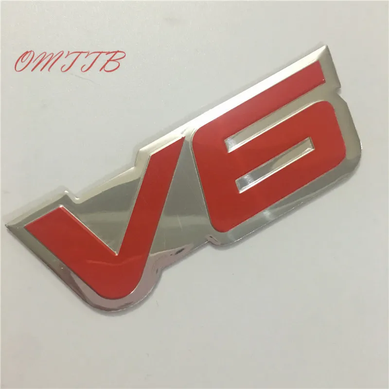 

3D Metal V6 red Emblem Badge Decal Trunk Auto Motor car Sticker for Ford Fiesta Kuga Ranger Galaxy Fusion car styling
