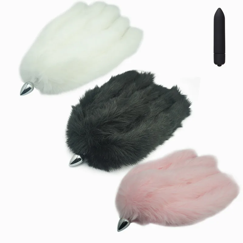 New match Metal anal beads butt plug with 5 piece fox tail silicone eggs erotic gay BDSM cosplay party game insert Anus Sex toy | Красота и