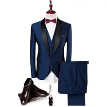 Мужской модный тонкий костюм из трех частей бутик-костюм мужской молодой красивый трехсекционный костюм