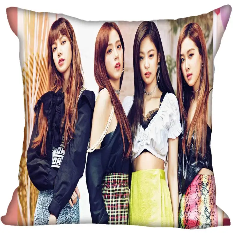

Korea-Pop BLACKPINK Printing Square silk Satin Pillowcases 35x35cm,40x40cm One Side Printed Customize your image gift