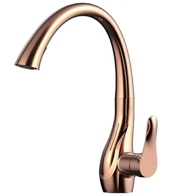 Best Quality Free ship Single Hole / handle deck mounted rose gold color Pull Out Kitchen Faucets mixer tap Solid brass  