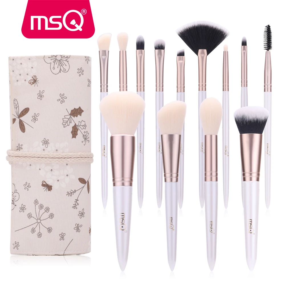 

MSQ 9pcs Makeup Brushes Set Powder Blusher Foundation Brushes Set Eye Make Up Brush Soft Synthetic Hair With High End Resin Case