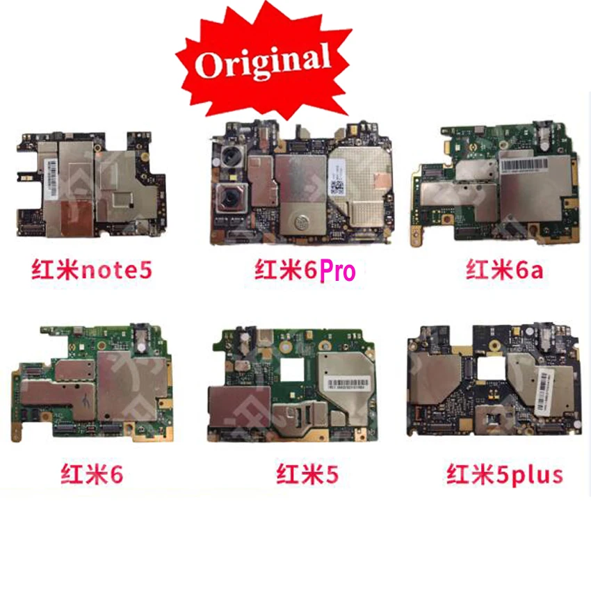 

Original Unlock mainboard For Xiaomi Redmi Note 5 / Redmi 6 Pro Redmi 5 Hongmi 5plus Motherboard card fee chipsets flex cable