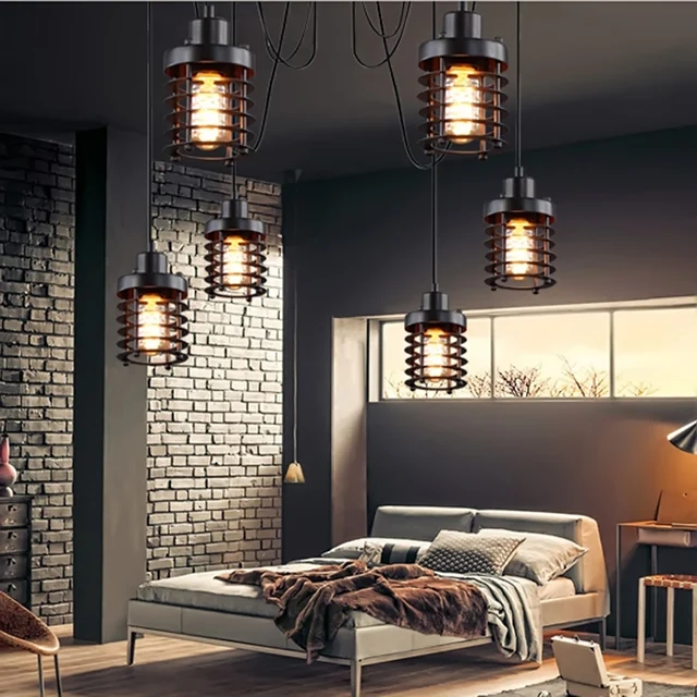 european style single head iron bar restaurant creative pendant lamp retro bedroom stairs american industrial circle - Retro Bedroom european style single head iron bar restaurant creative pendant lamp retro bedroom stairs american industrial circle - Retro Bedroom
